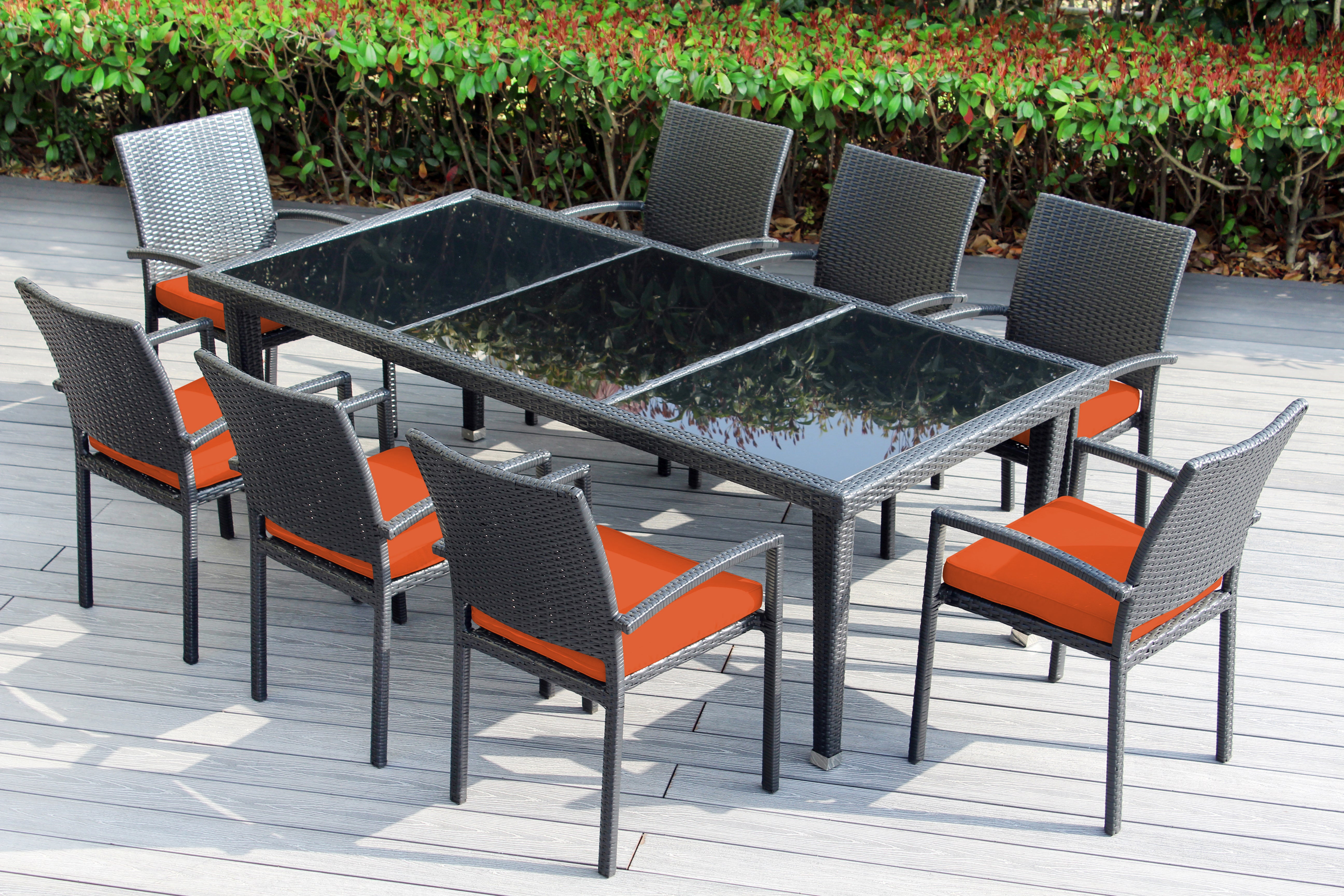 Ohana 9-Piece Outdoor Dining Set with All-Weather Wicker Table and 8 Chairs