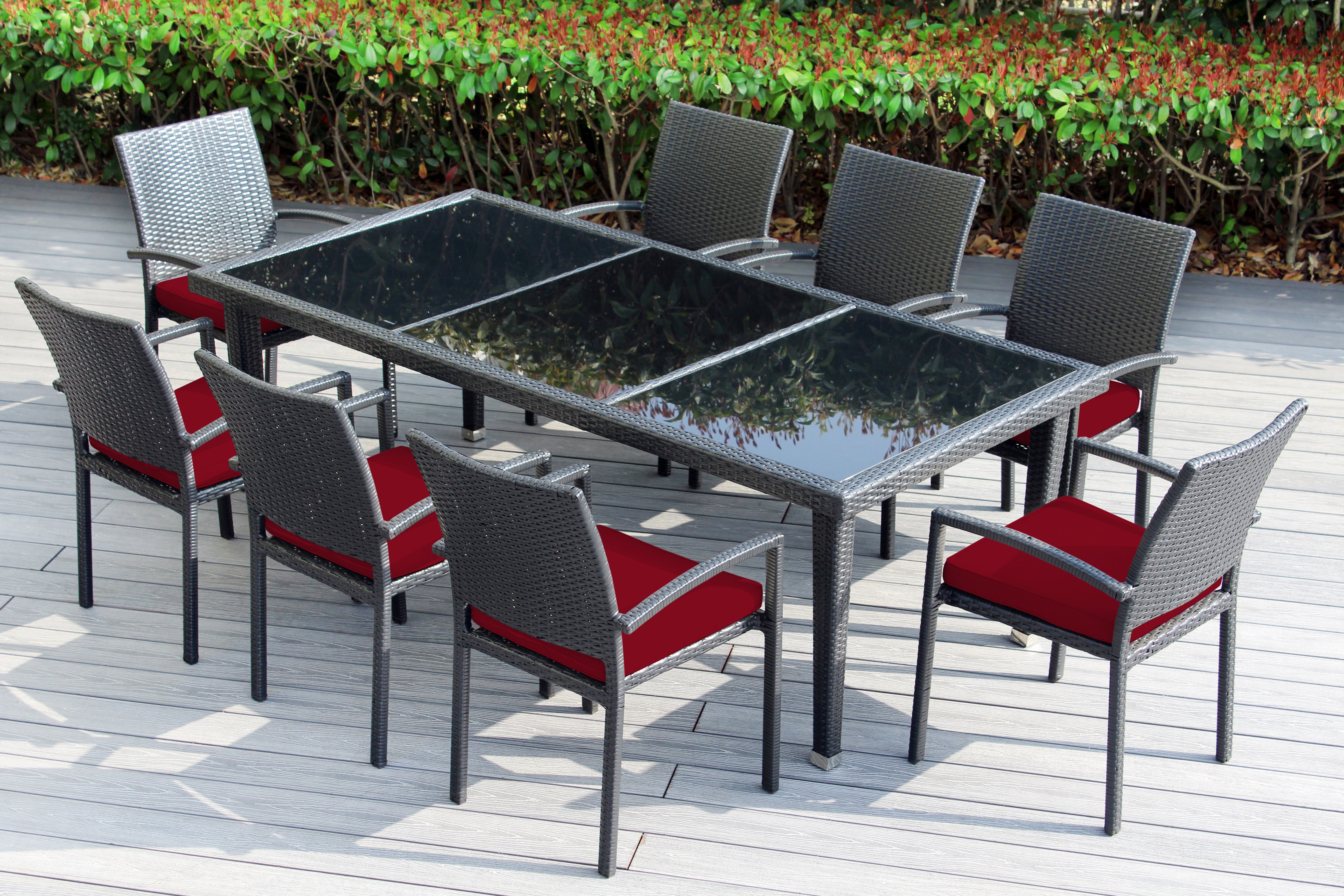 Ohana 9-Piece Outdoor Dining Set with All-Weather Wicker Table and 8 Chairs