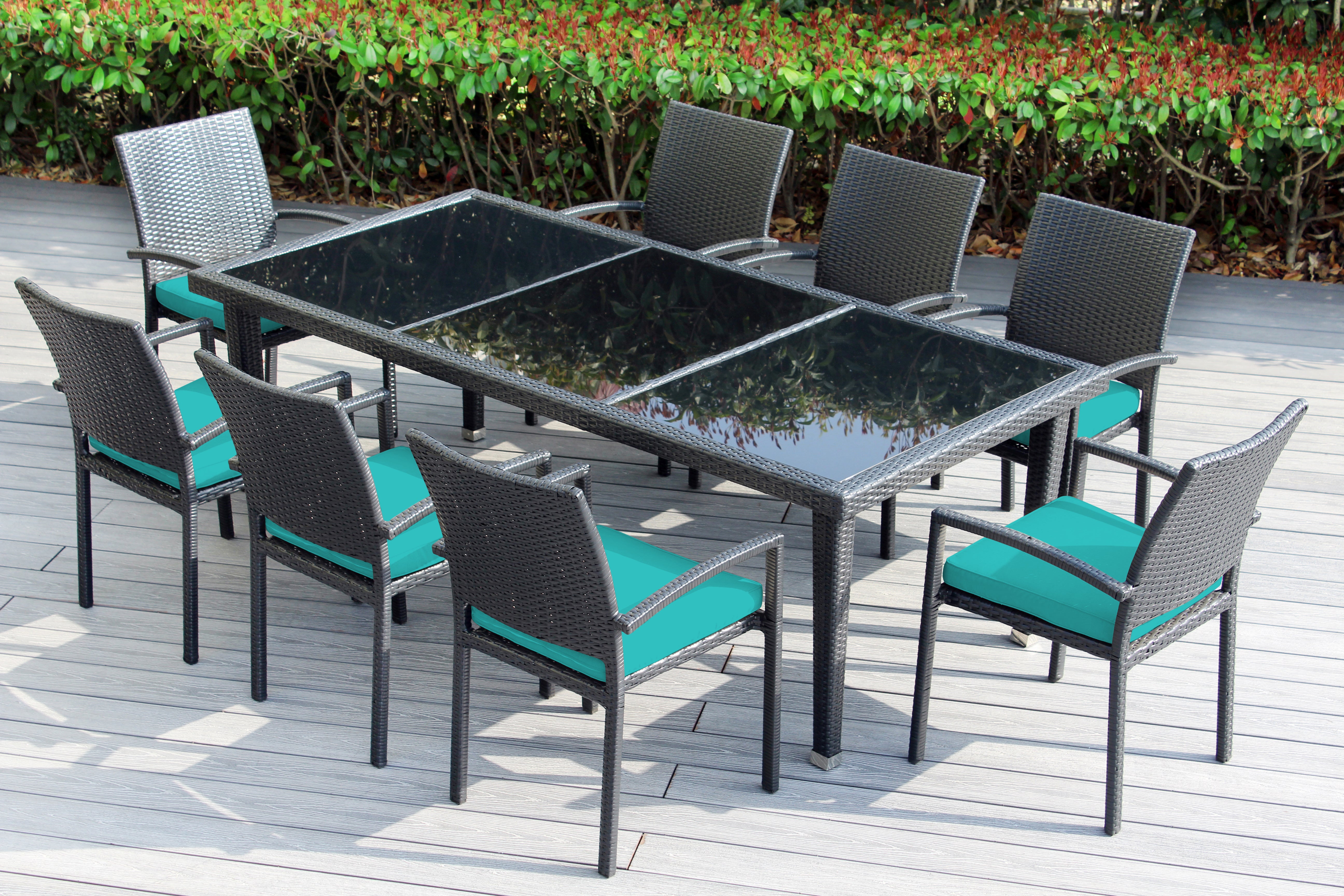 Ohana 9-Piece Outdoor Dining Set with All-Weather Wicker Table and 8 Chairs