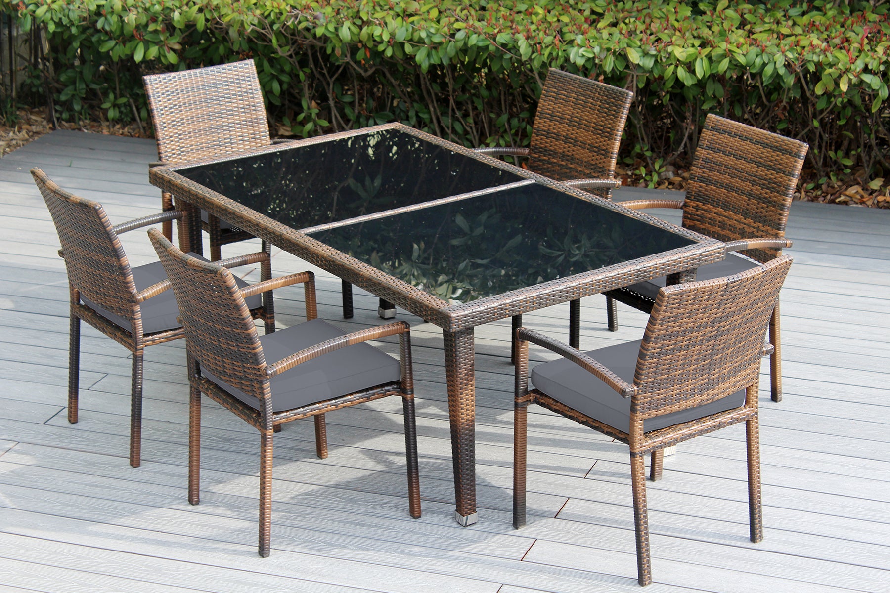 Ohana 7-Piece Outdoor Dining Set with All-Weather Wicker Table and 6 Chairs