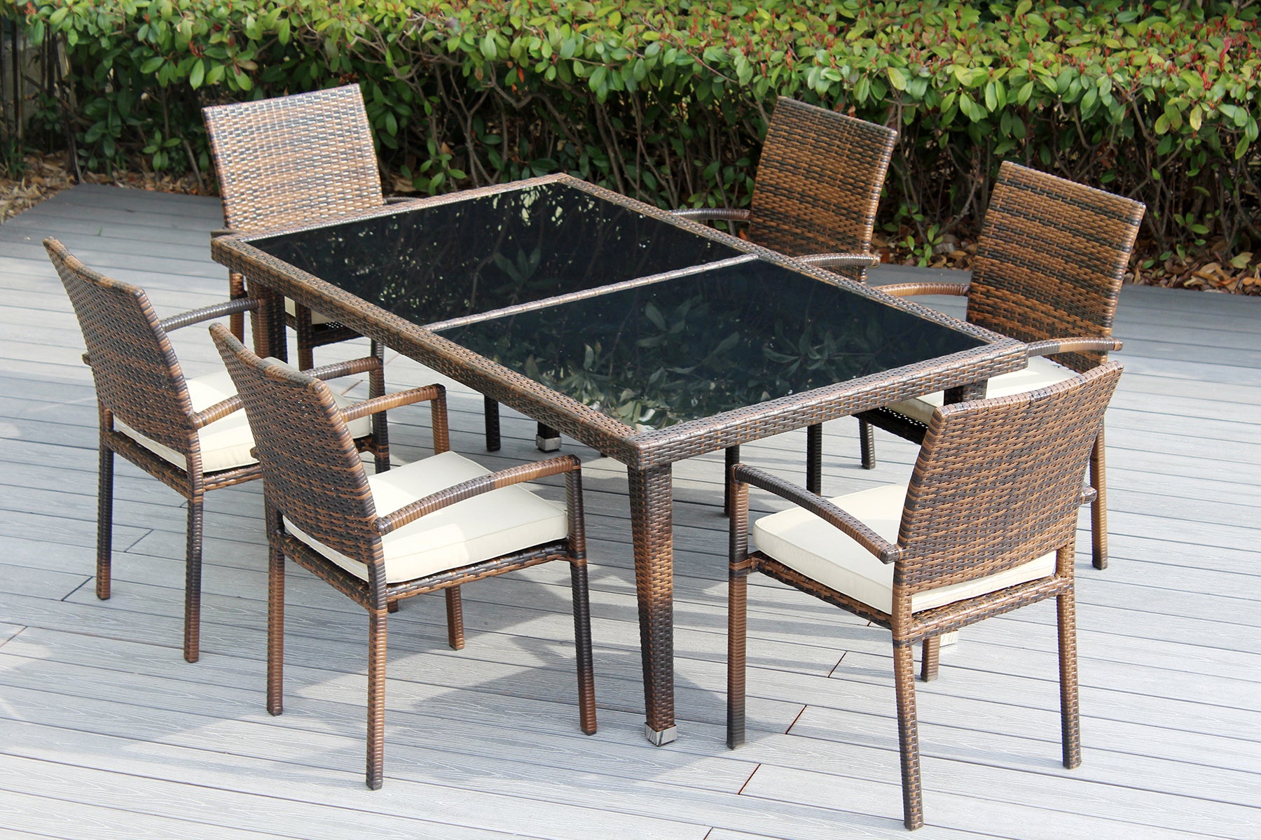 Ohana 7-Piece Outdoor Dining Set with All-Weather Wicker Table and 6 Chairs