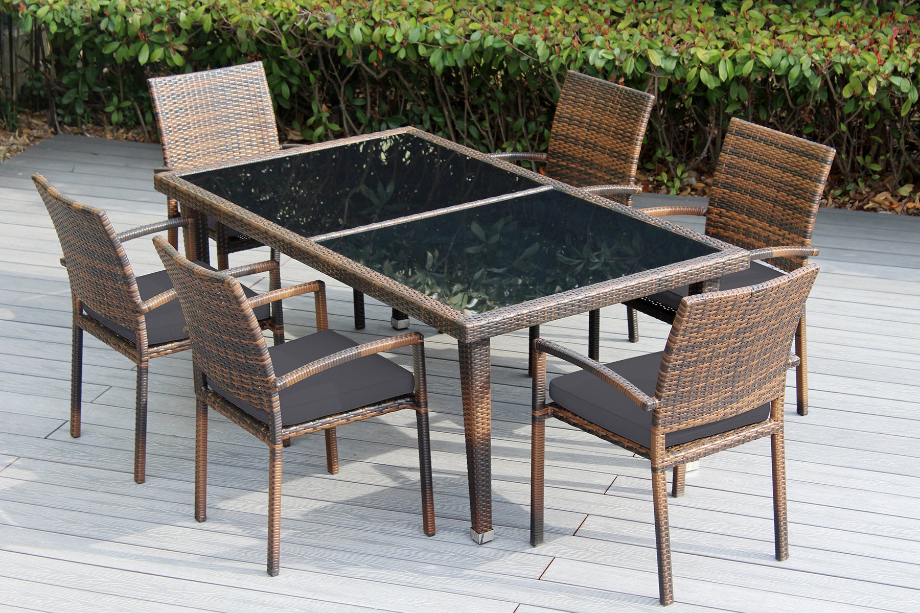 Ohana 7-Piece Outdoor Dining Set with All-Weather Wicker Table and 6 Chairs