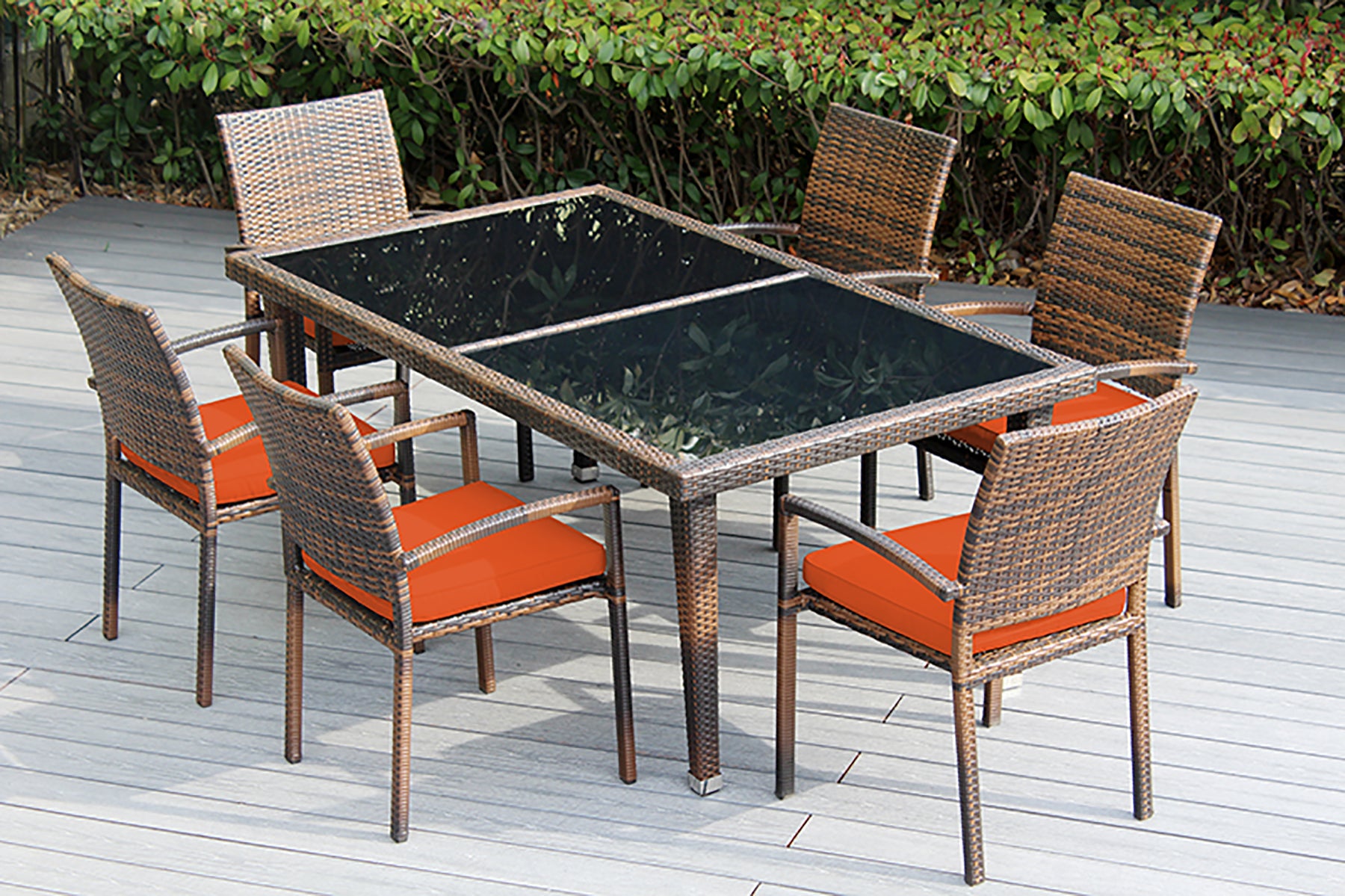 Ohana 7-Piece Outdoor Dining Set with All-Weather Wicker Table and 6 Chairs