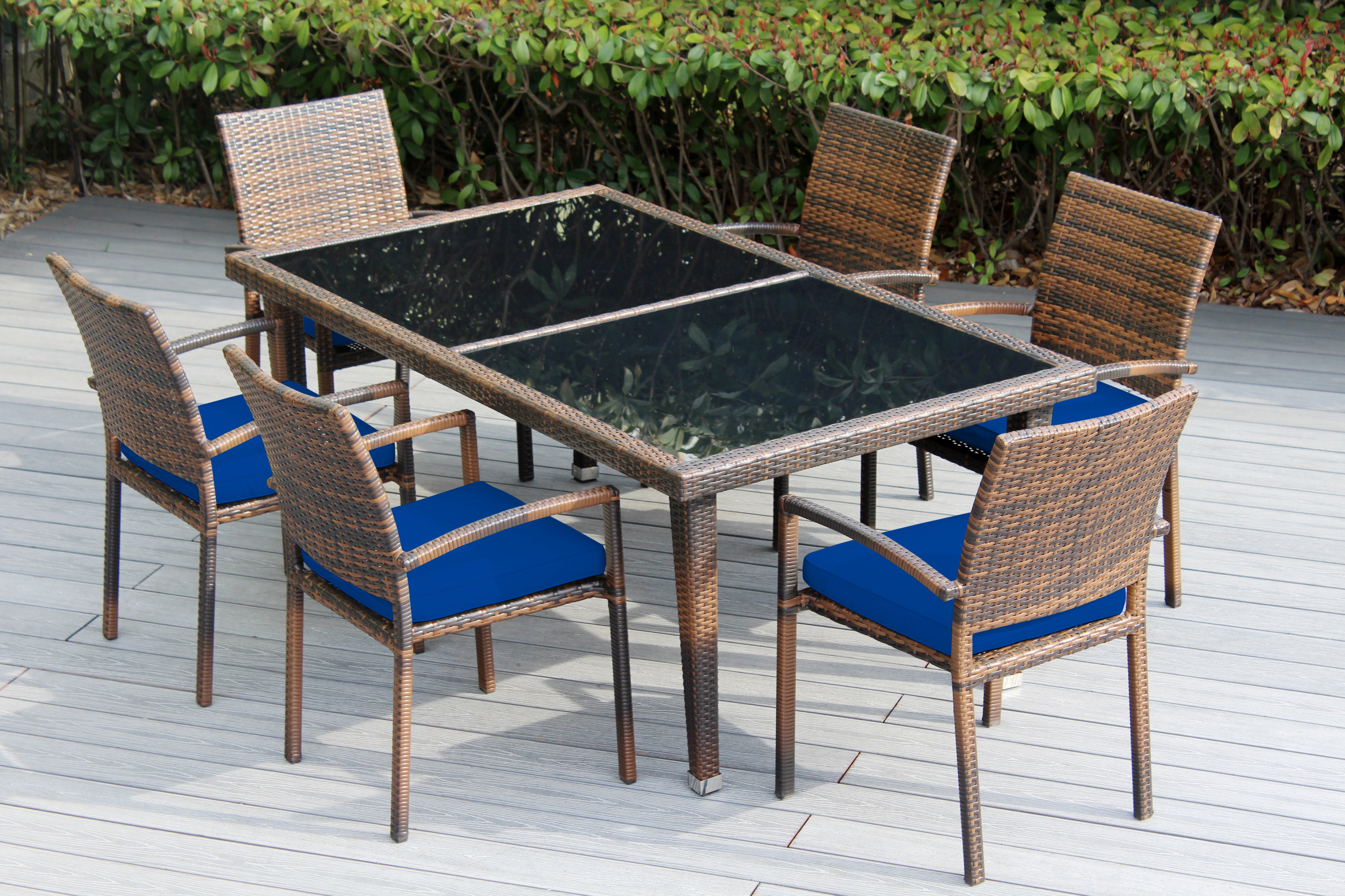 Ohana 7-Piece Outdoor Dining Set with All-Weather Wicker Table and 6 Chairs
