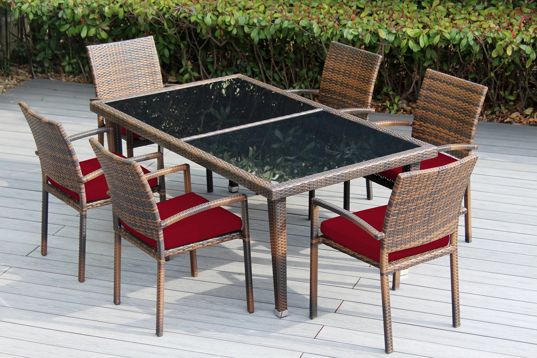 Ohana 7-Piece Outdoor Dining Set with All-Weather Wicker Table and 6 Chairs