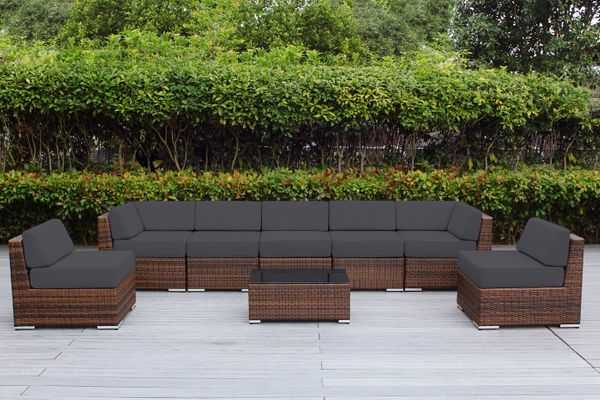 Fully Assembled RainShield Patio Furniture - Ohana 8 Piece Sectional with 6-inch Water Protected Cushions
