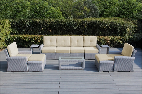 Fully Assembled Rainshield Patio Furniture Luxury 11 Piece Oversized Sectional with 6-inch Water Protected Cushions